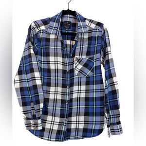 American Eagle Outfitters Long Sleeve Button Down Flannel Boyfriend Shirt S/P‎